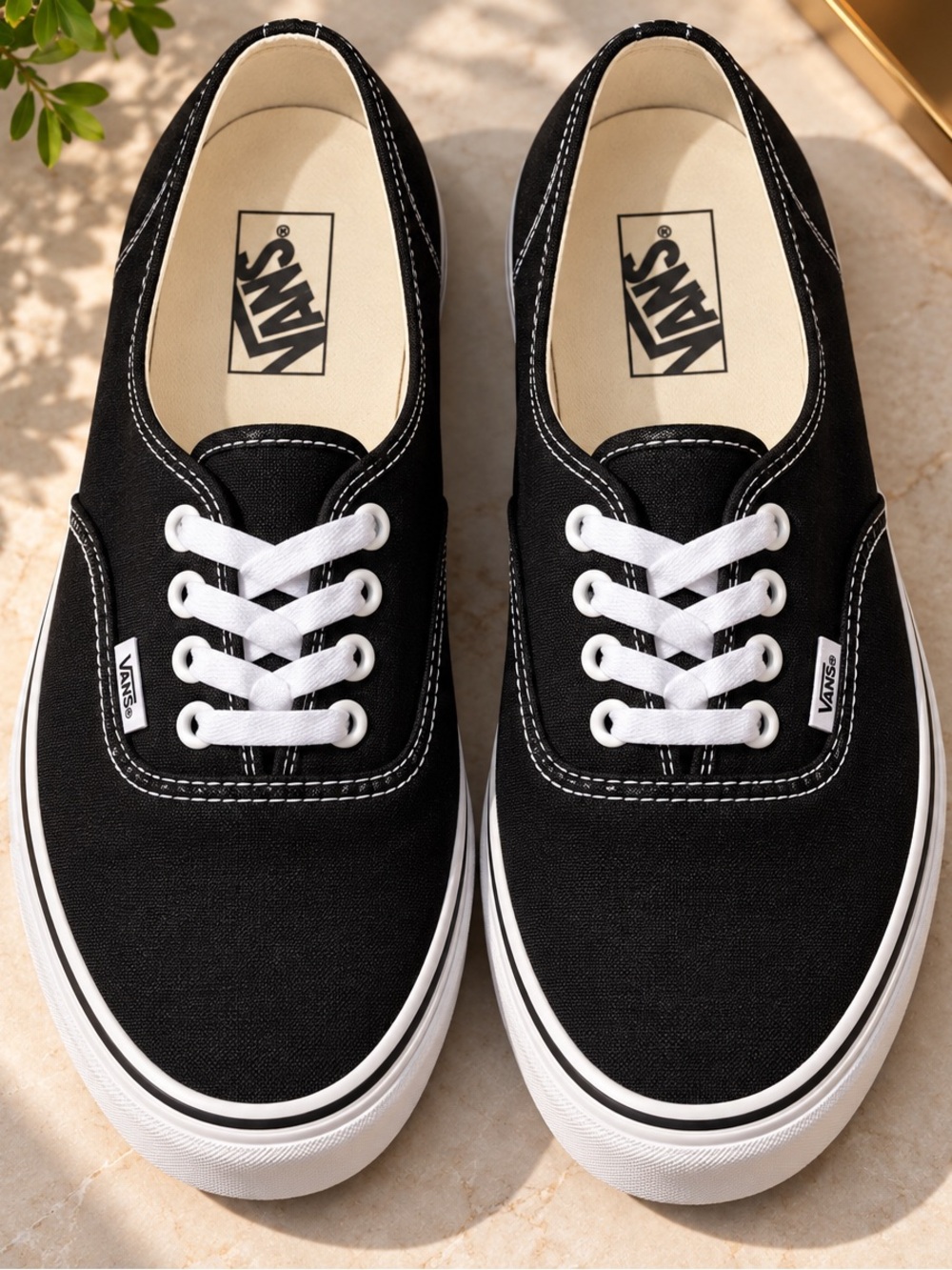 Vans Black Canvas Low-Top Sneakers with White Accents